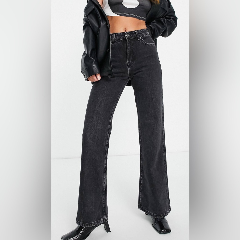 Topshop flare washed black jeans